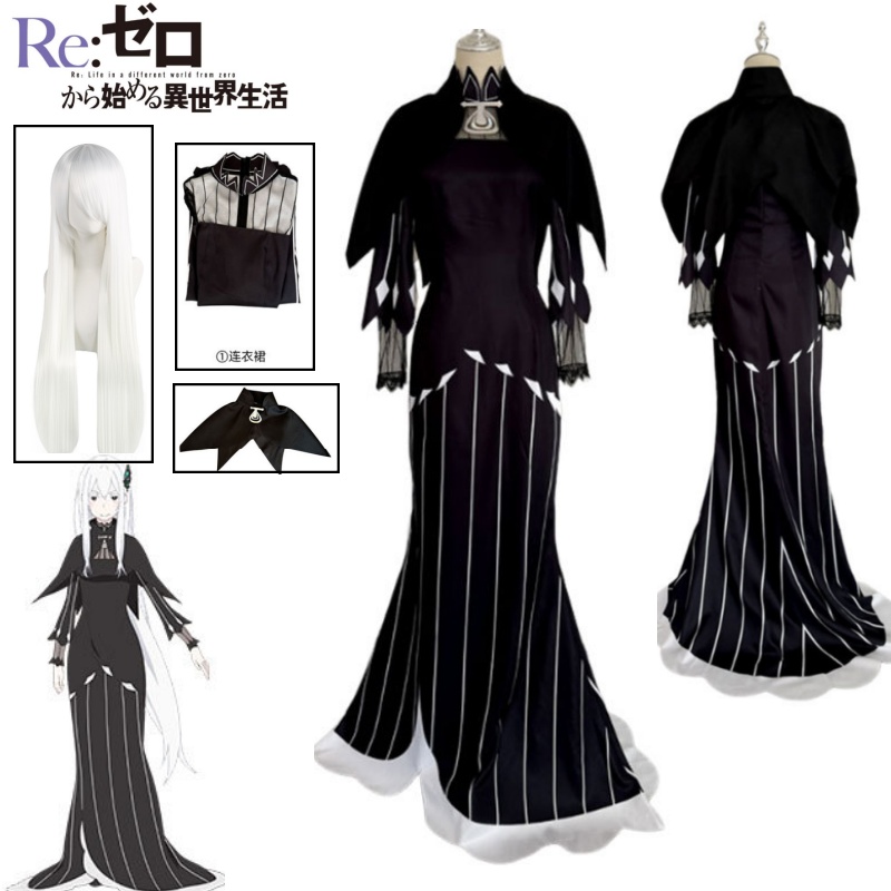 Anime Cosplay Re Zero - Disfraz de Cosplay Echidna, Vestido Largo