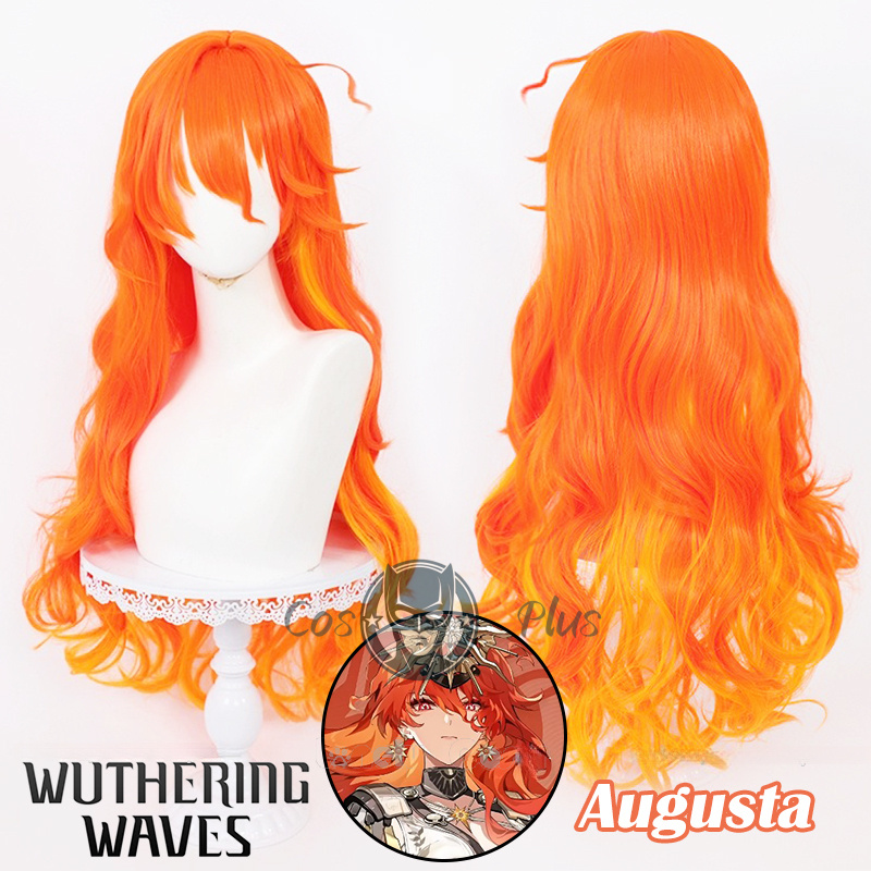 Anime Cosplay Orange Hair - Wuthering Waves-Peluca de Cosplay Augusta, pelo