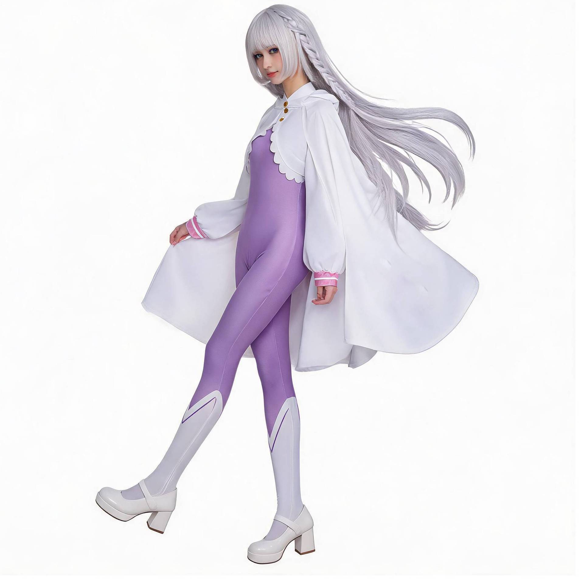 Anime Cosplay Re Zero - Disfraz de Emilia, peluca de cosplay