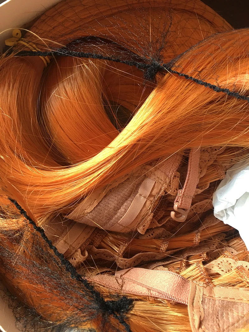 Peluca de cabello sintético pa - Anime Cosplay Orange Hair reseña y precio